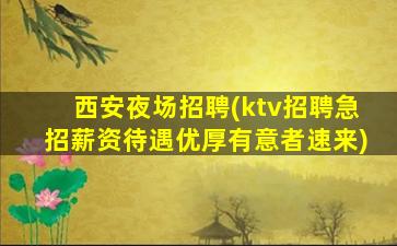 西安夜场招聘(ktv招聘急招薪资待遇优厚有意者速来)